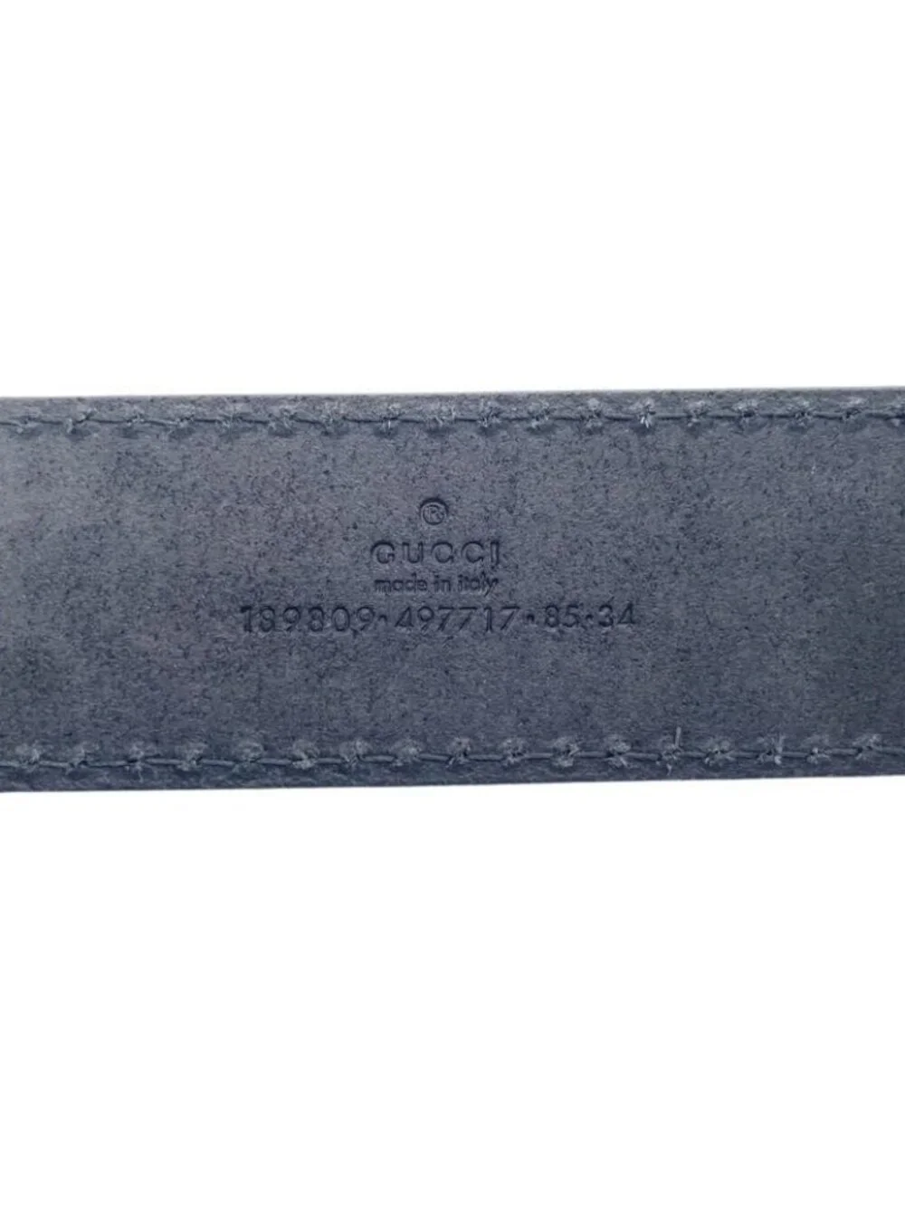 Gucci Belt Crest Plate Black Leather Silver 85